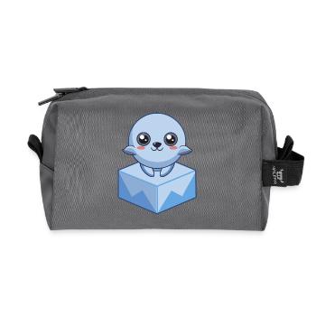 Baby-Pixelsiegel auf einem Eiswürfel - Recycelte Kulturtasche - Anthrazit - Vorne
