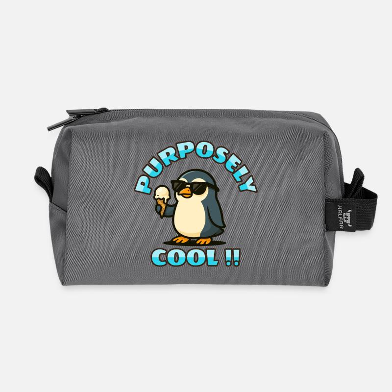 Cooler Pinguin mit Eis - Recycelte Kulturtasche - Anthrazit