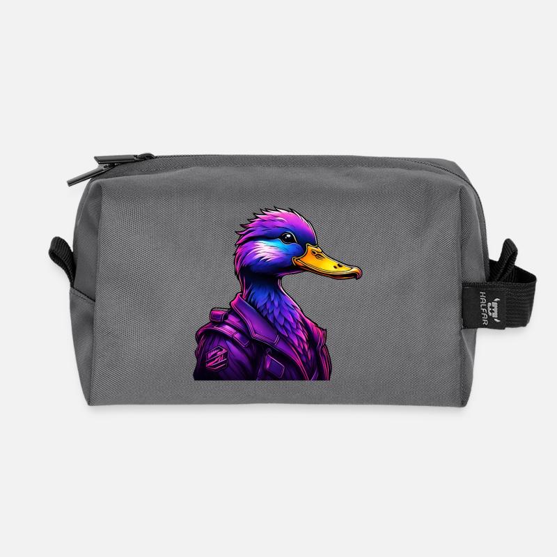 Futuristischer Duck im Cyber-Style - Recycelte Kulturtasche - Anthrazit