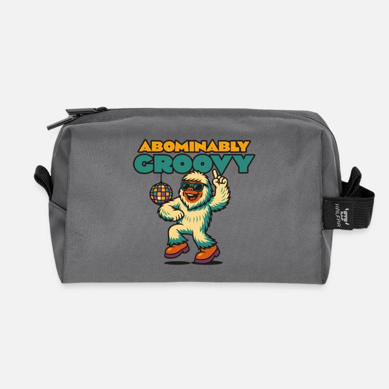 Groovy Disco Yeti - Recycled Toiletry Zip Bag - anthracite