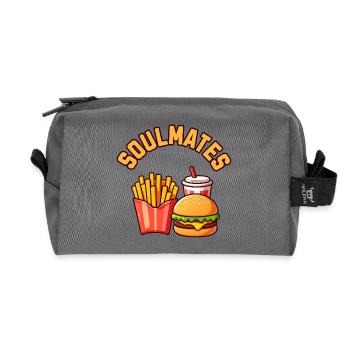 Soulmates Burger Fries Soda - Recycled Toiletry Zip Bag - anthracite - Front