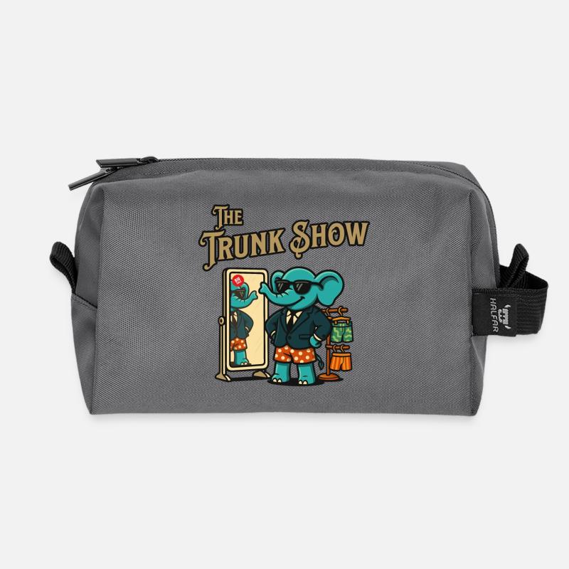 Trunk Show Elefant im Smoking und Badehose - Recycelte Kulturtasche - Anthrazit