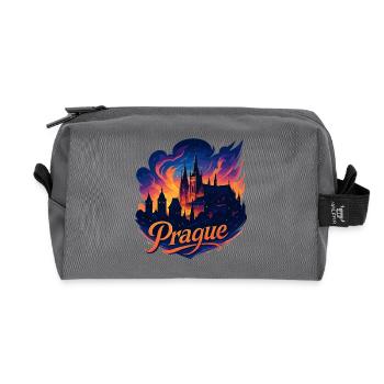Prag Hauptstadt Tschechien Silhouette Geschenk - Recycelte Kulturtasche - Anthrazit - Vorne
