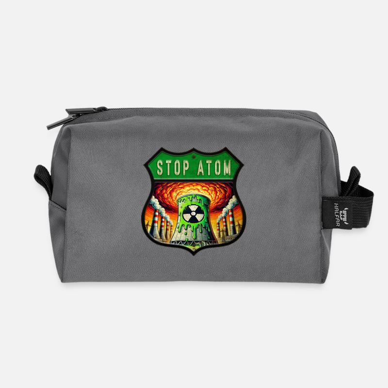 Stop Atom Wappen Design - Recycelte Kulturtasche - Anthrazit