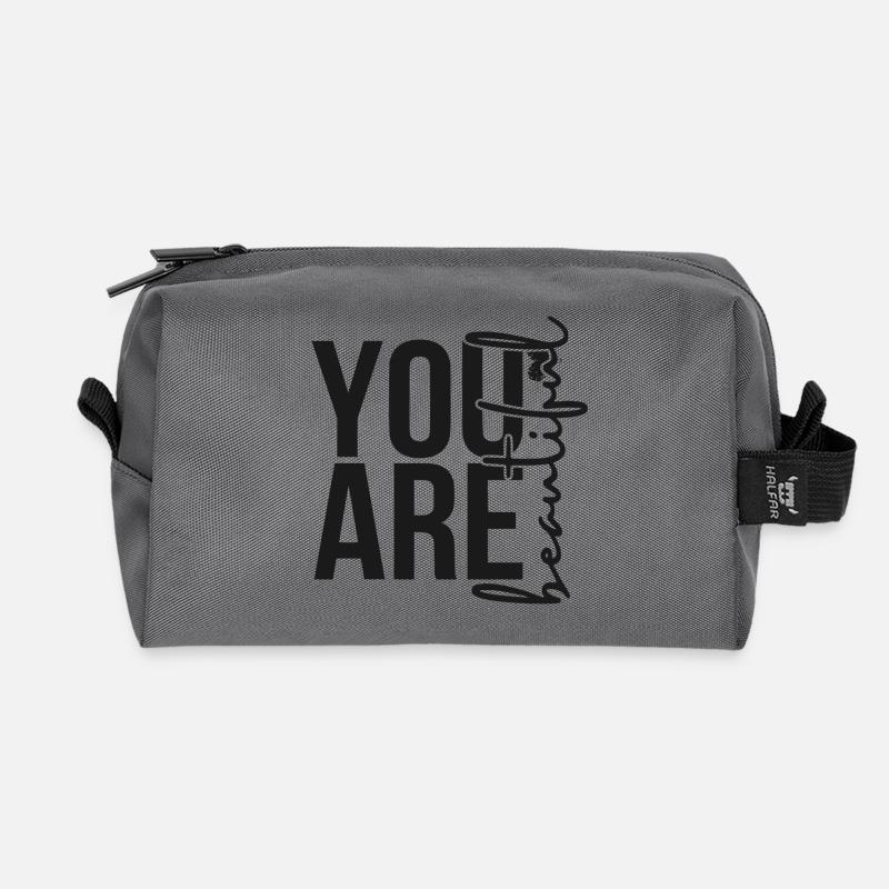 You are Beautiful - Black - Recycelte Kulturtasche - Anthrazit