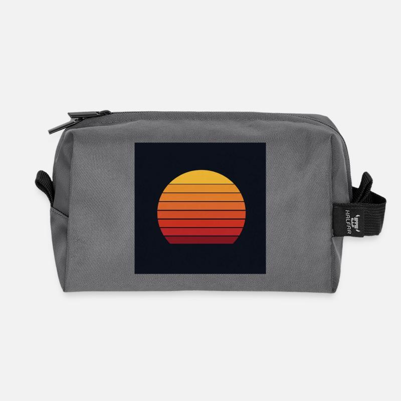 Retro sunset design - Recycled Toiletry Zip Bag - anthracite