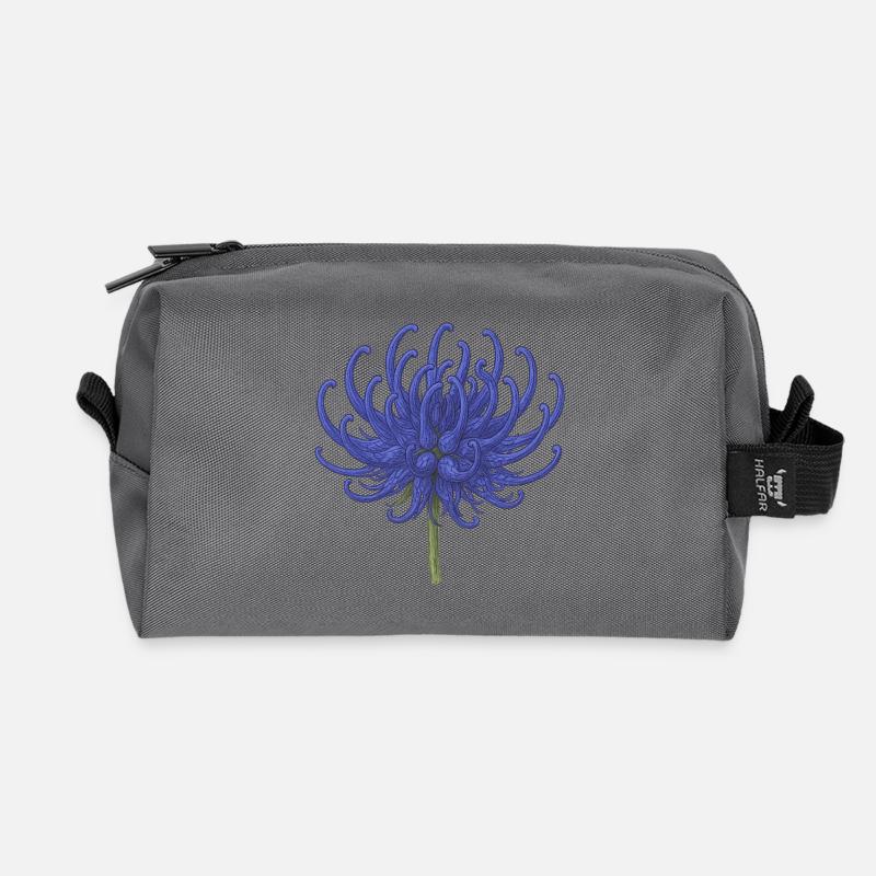 Elegante Blaue Chrysantheme Illustration - Recycelte Kulturtasche - Anthrazit