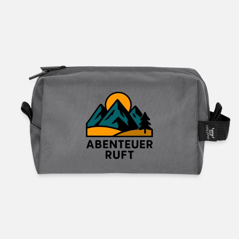 Bergmotiv mit Sonnenaufgang - Recycelte Kulturtasche - Anthrazit