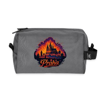 Prag Praha Stadt Tschechien Silhouette Geschenk - Recycelte Kulturtasche - Anthrazit - Vorne