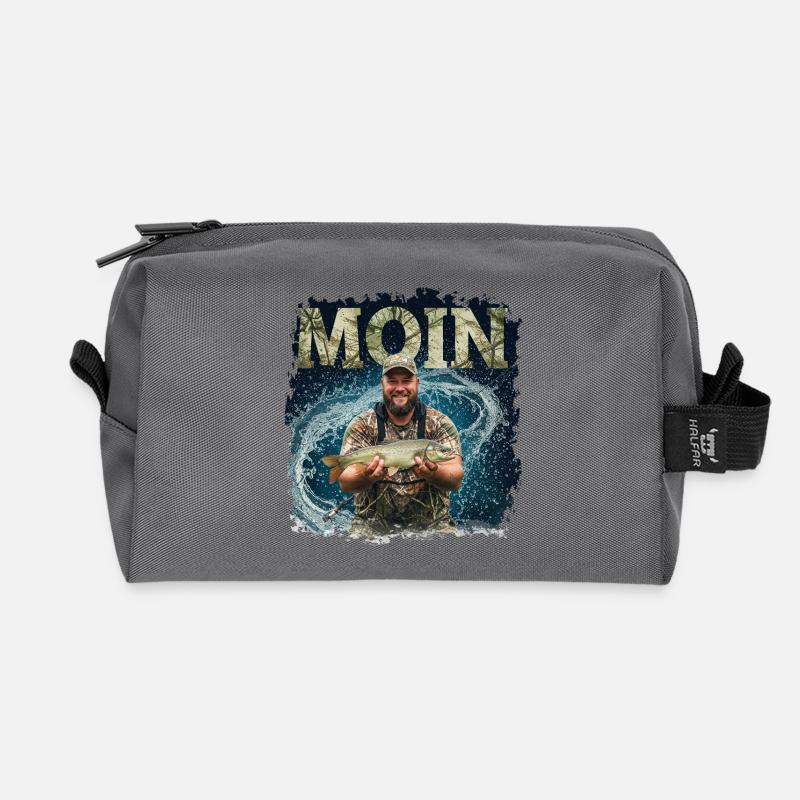 Moin Anglerglück - Recycelte Kulturtasche - Anthrazit