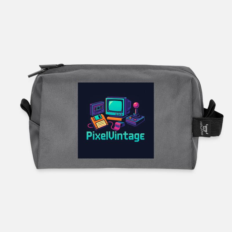 Retro-Computer und Pixel-Konsole - Recycelte Kulturtasche - Anthrazit
