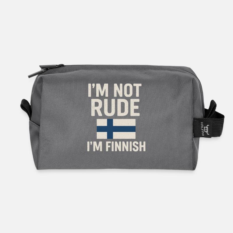 Finnish flag. Not rude - Recycled Toiletry Zip Bag - anthracite