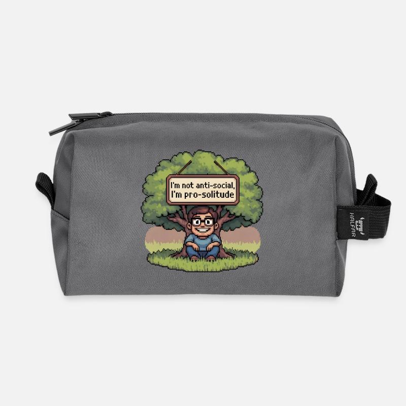 Pro Solitude Pixel Art Design - Recycled Toiletry Zip Bag - anthracite