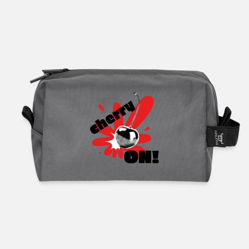 Kirsche auf! - Recycelte Kulturtasche - Anthrazit