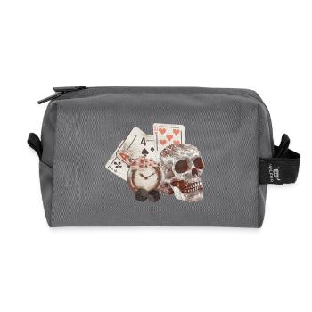 menschenschädel, spielkarten, goth - Recycelte Kulturtasche - Anthrazit - Vorne