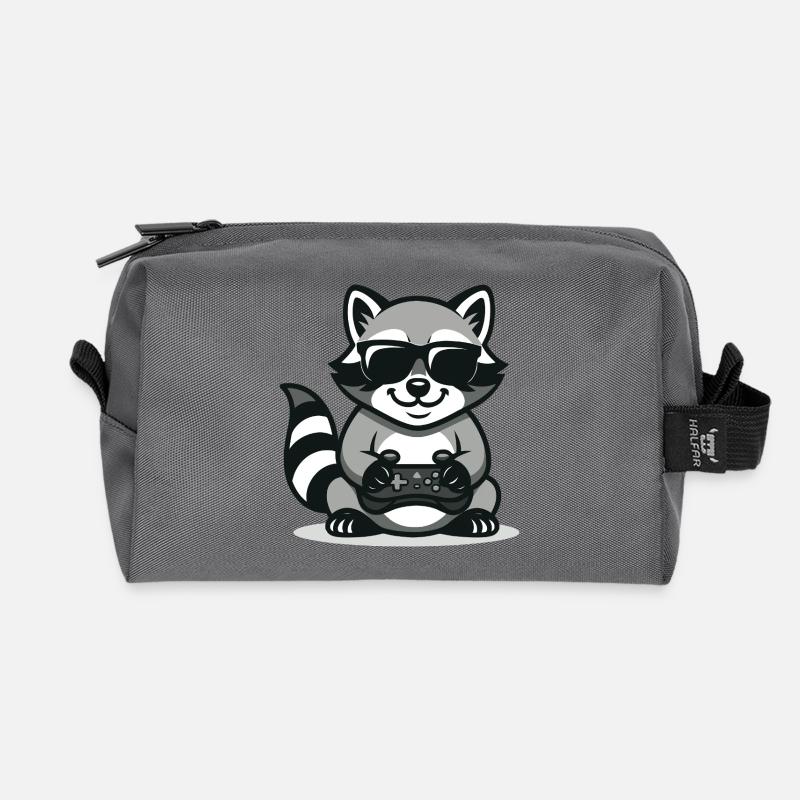 Zocker-Waschbär - Recycelte Kulturtasche - Anthrazit