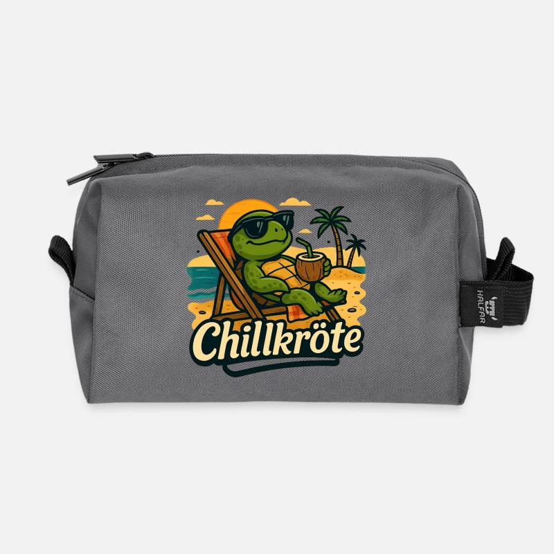 Chillkroete - einfach mal langsam angehen - Recycelte Kulturtasche - Anthrazit