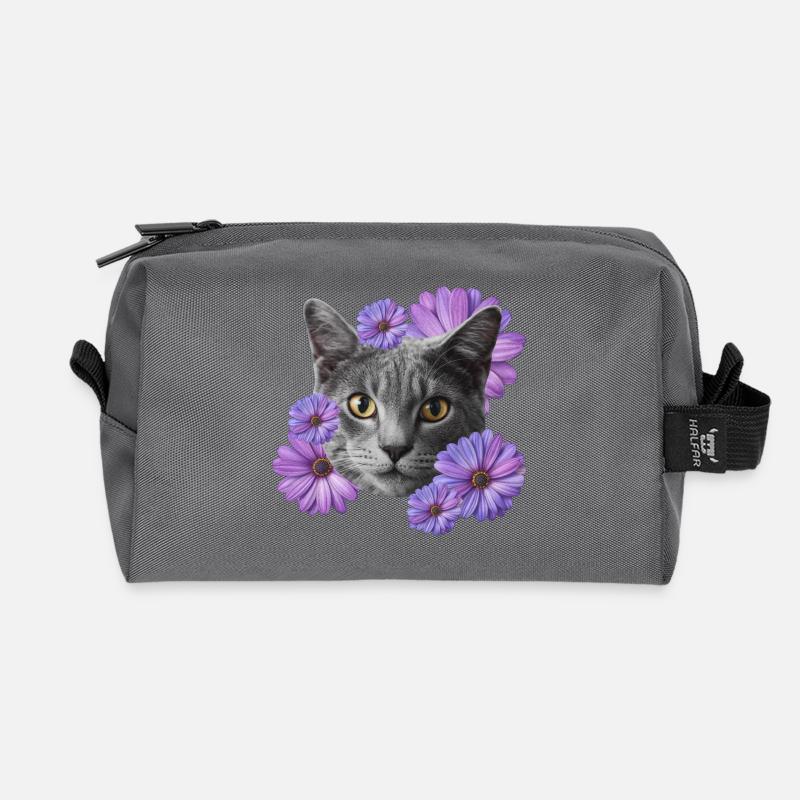 katze mit blumen - Recycelte Kulturtasche - Anthrazit