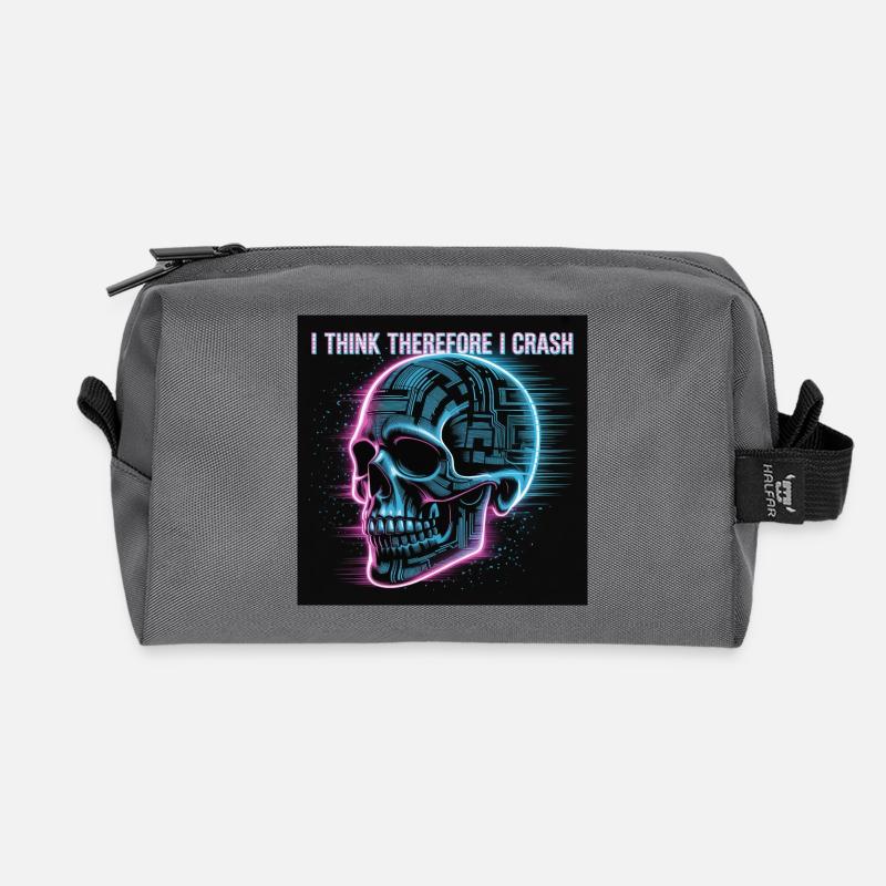 Cyberpunk Neon Totenschädel - Recycelte Kulturtasche - Anthrazit