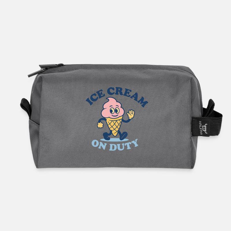 Icecream On Duty - Recycled Toiletry Zip Bag - anthracite