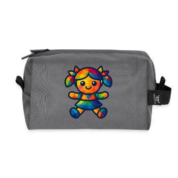 WPAP Polygon Kawaii Style Baby Doll - Recycled Toiletry Zip Bag - anthracite - Front