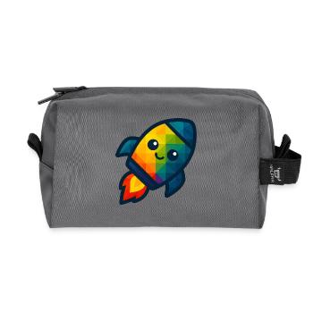 WPAP Polygon Kawaii Style Baby Toy Rocket - Recycled Toiletry Zip Bag - anthracite - Front