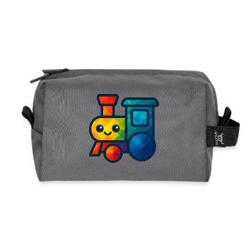 WPAP Polygon Kawaii Style Baby Toy Locomotive - Recycled Toiletry Zip Bag - anthracite - Front