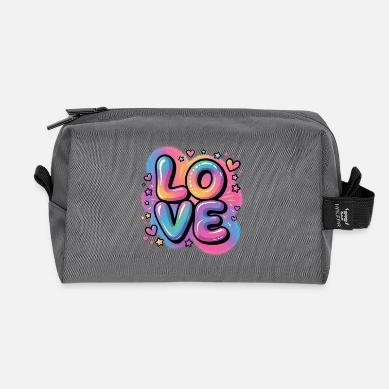 Love Wasserfarben Grafitti – Mädchen Geschenk - Recycelte Kulturtasche - Anthrazit