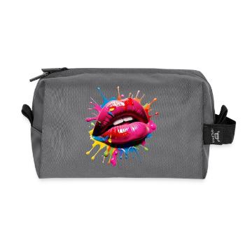 Lebendige Lippenkunst mit Color Splash - Recycelte Kulturtasche - Anthrazit - Vorne