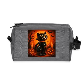 Grusel Katze Halloween Geschenk - Recycelte Kulturtasche - Anthrazit - Vorne