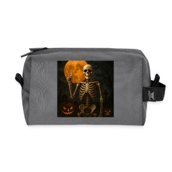 Grusel Skelett Halloween Geschenk - Recycelte Kulturtasche - Anthrazit - Vorne
