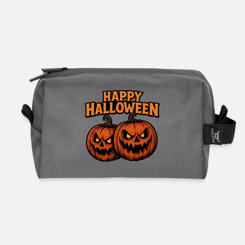 Spooky pumpkins for Halloween - Recycled Toiletry Zip Bag - anthracite