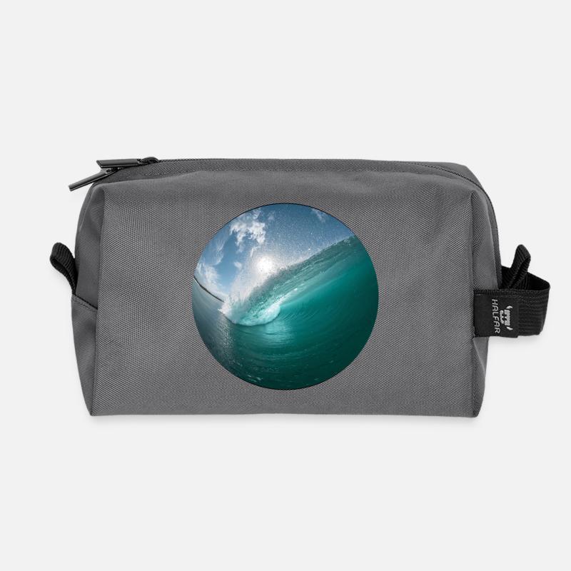 Wellenbrecher Strandmuster - Recycelte Kulturtasche - Anthrazit