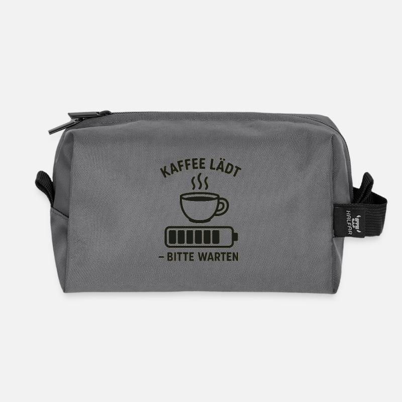 Kaffee lädt – bitte warten - Recycelte Kulturtasche - Anthrazit