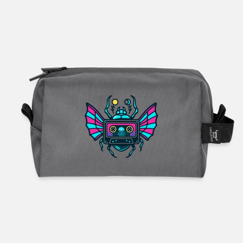 Neon Mixtape Scarab - Recycled Toiletry Zip Bag - anthracite