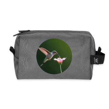 Hummingbird mit Blüte im Nahaufnahme - Recycelte Kulturtasche - Anthrazit - Vorne