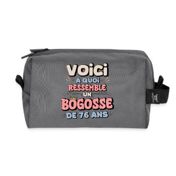 Design Humor Anniversaire 76 Ans - Trousse de toilette en tissu recyclé - anthracite - Devant