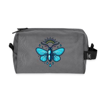 Glow Moth with Sky Glow - Recycled Toiletry Zip Bag - anthracite - Front