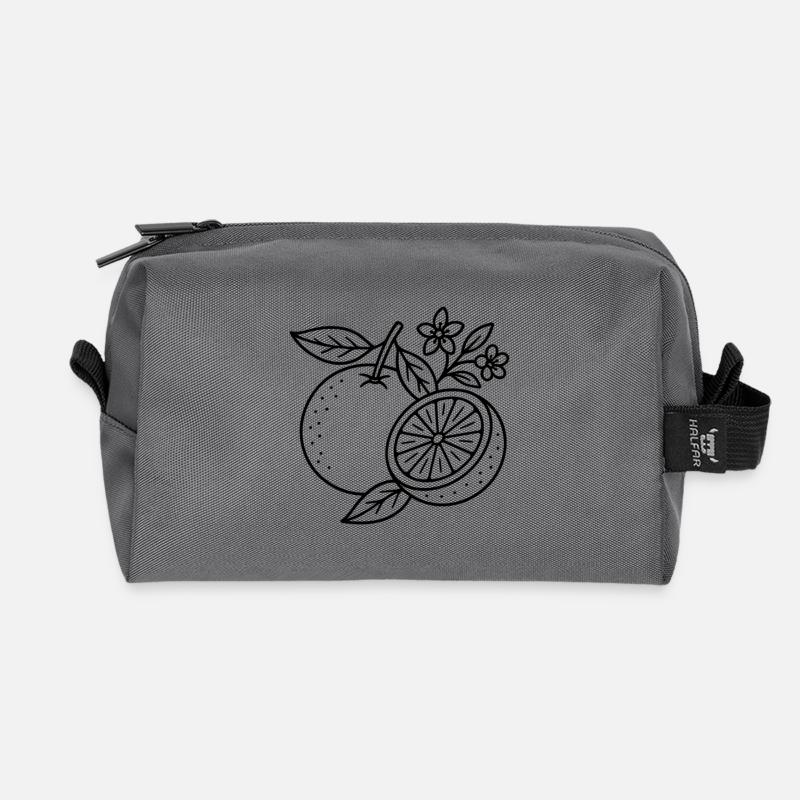 Oranges with flowers - Recycled Toiletry Zip Bag - anthracite
