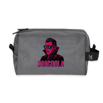 Dracula Dracoola Neon Retro Illustration - Recycled Toiletry Zip Bag - anthracite - Front