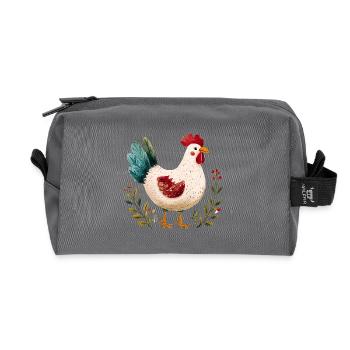 Rustikales Huhn Illustriert Blumen - Recycelte Kulturtasche - Anthrazit - Vorne