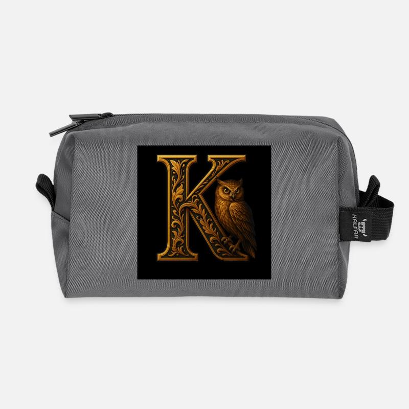 K – Magisches Ornament mit Eule - Recycelte Kulturtasche - Anthrazit