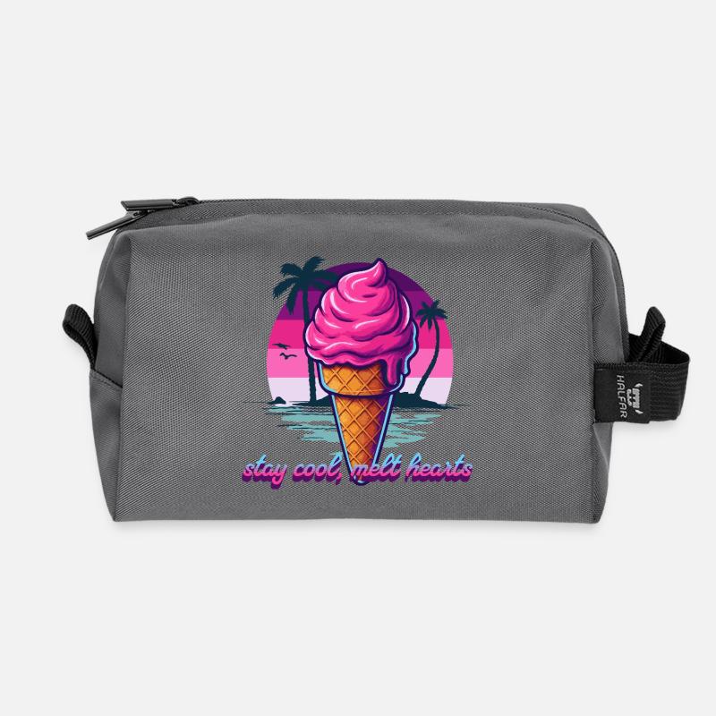 Pink Eiscreme Sunset Design - Recycelte Kulturtasche - Anthrazit