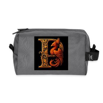 P – Magic Ornament with Phoenix - Recycled Toiletry Zip Bag - anthracite - Front