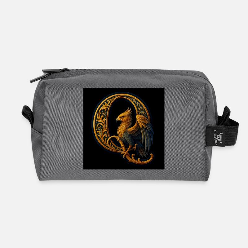 Q – Magisches Ornament mit Greif - Recycelte Kulturtasche - Anthrazit