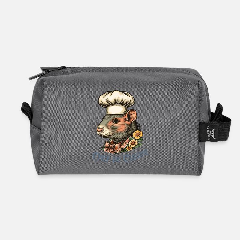 Cooking Rat with Chef Hat - Recycled Toiletry Zip Bag - anthracite