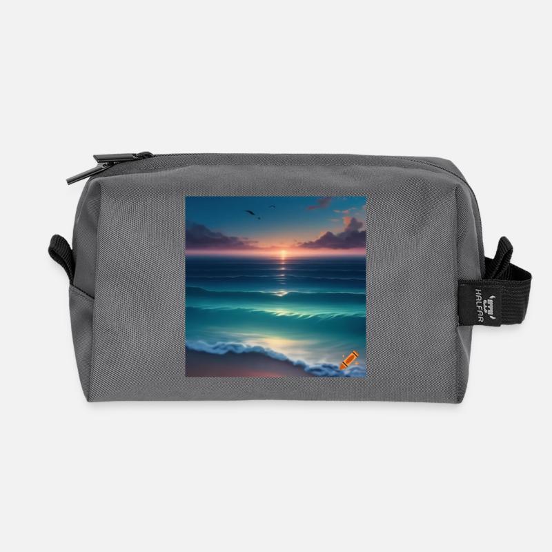 Atlantischer Sonnenuntergang über dem ruhigen Meer - Recycelte Kulturtasche - Anthrazit