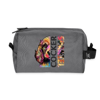 Cocker Spaniel coloré - Trousse de toilette en tissu recyclé - anthracite - Devant