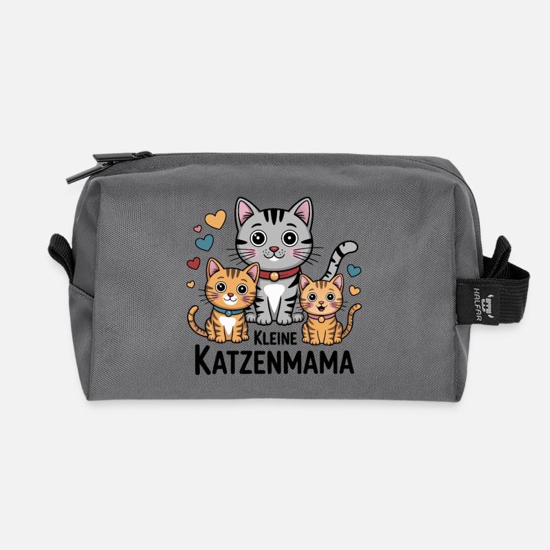 Kleine Katzenmama - Recycelte Kulturtasche - Anthrazit