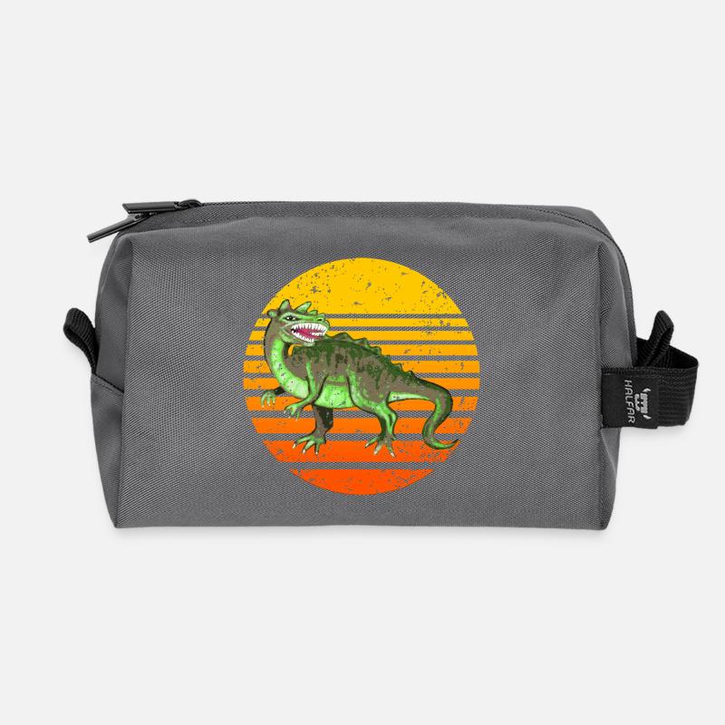 Retro Dinosaur Design mit Sonnenuntergang - Recycelte Kulturtasche - Anthrazit